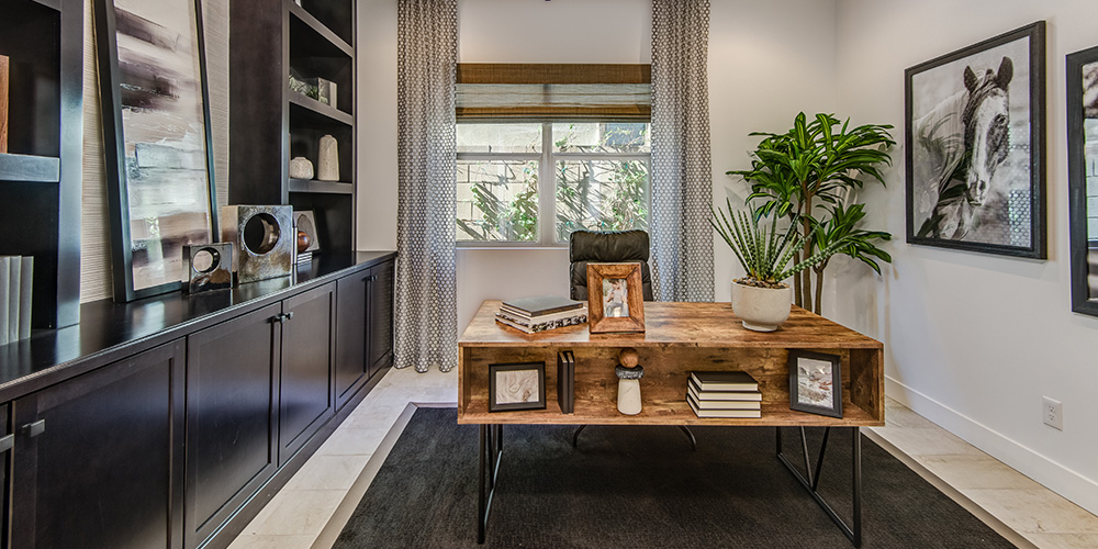 A home office setting in a model home