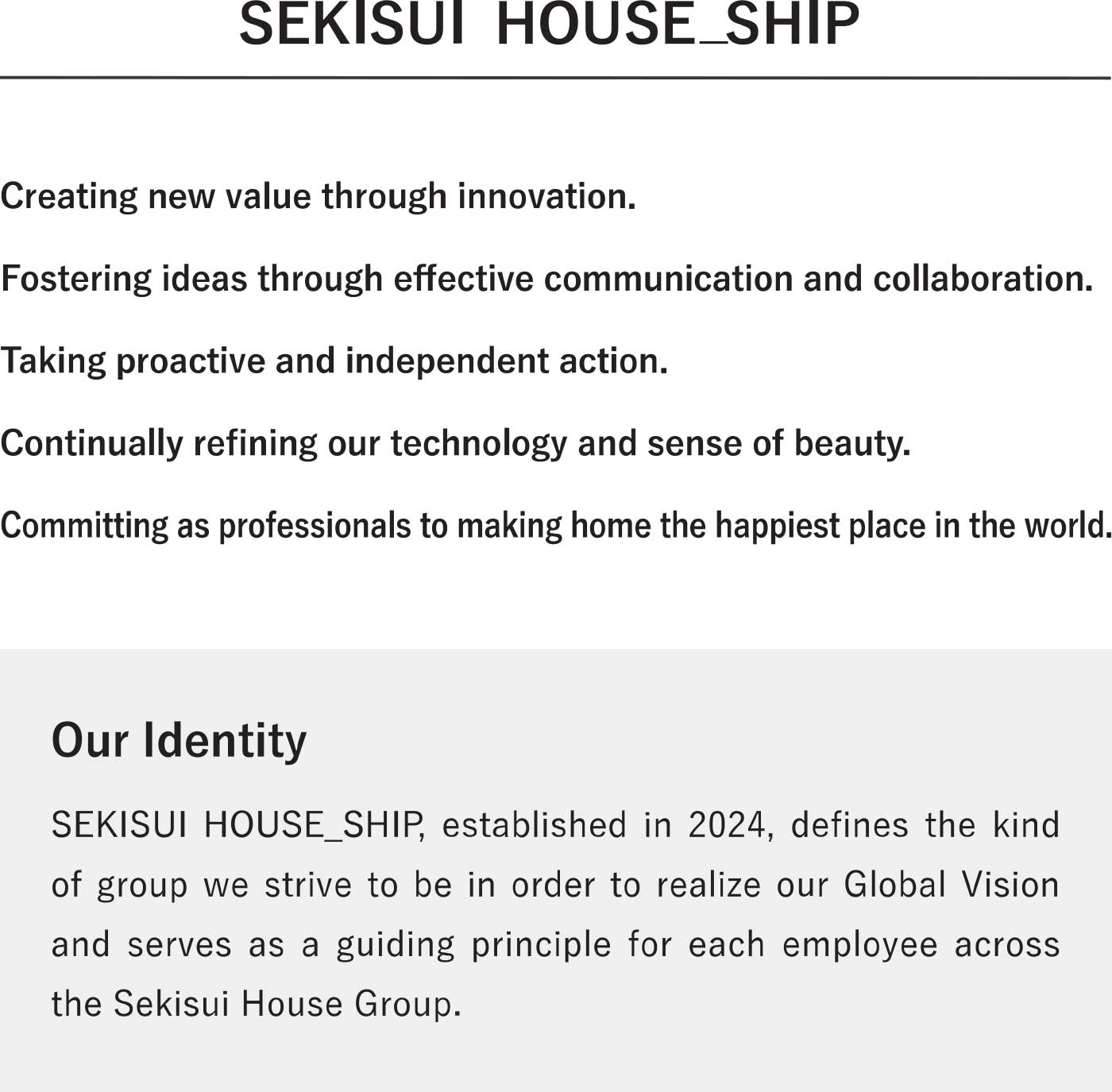 The Sekisui House Global Vision Make home the happiiest place in the world